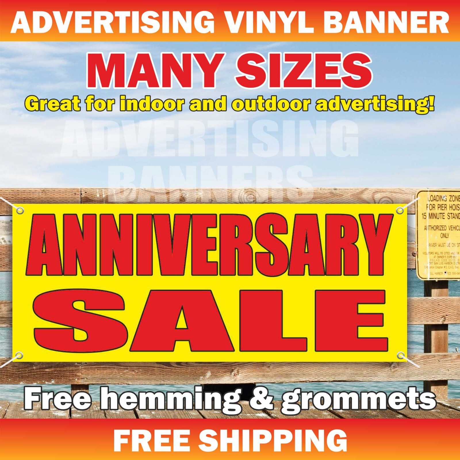 ANNIVERSARY SALE Advertising Banner Vinyl Mesh Sign Flag Many Sizes Clearance