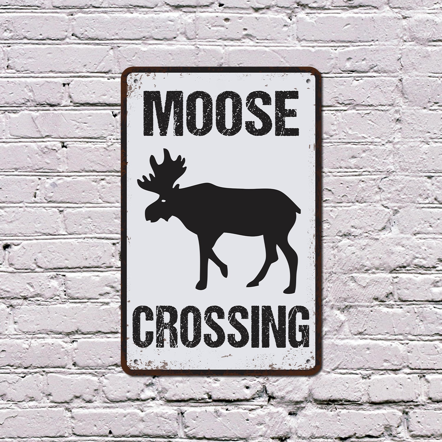 Moose Crossing Distressed Sign Antlers Have Right Of Way Perfect for Cabins