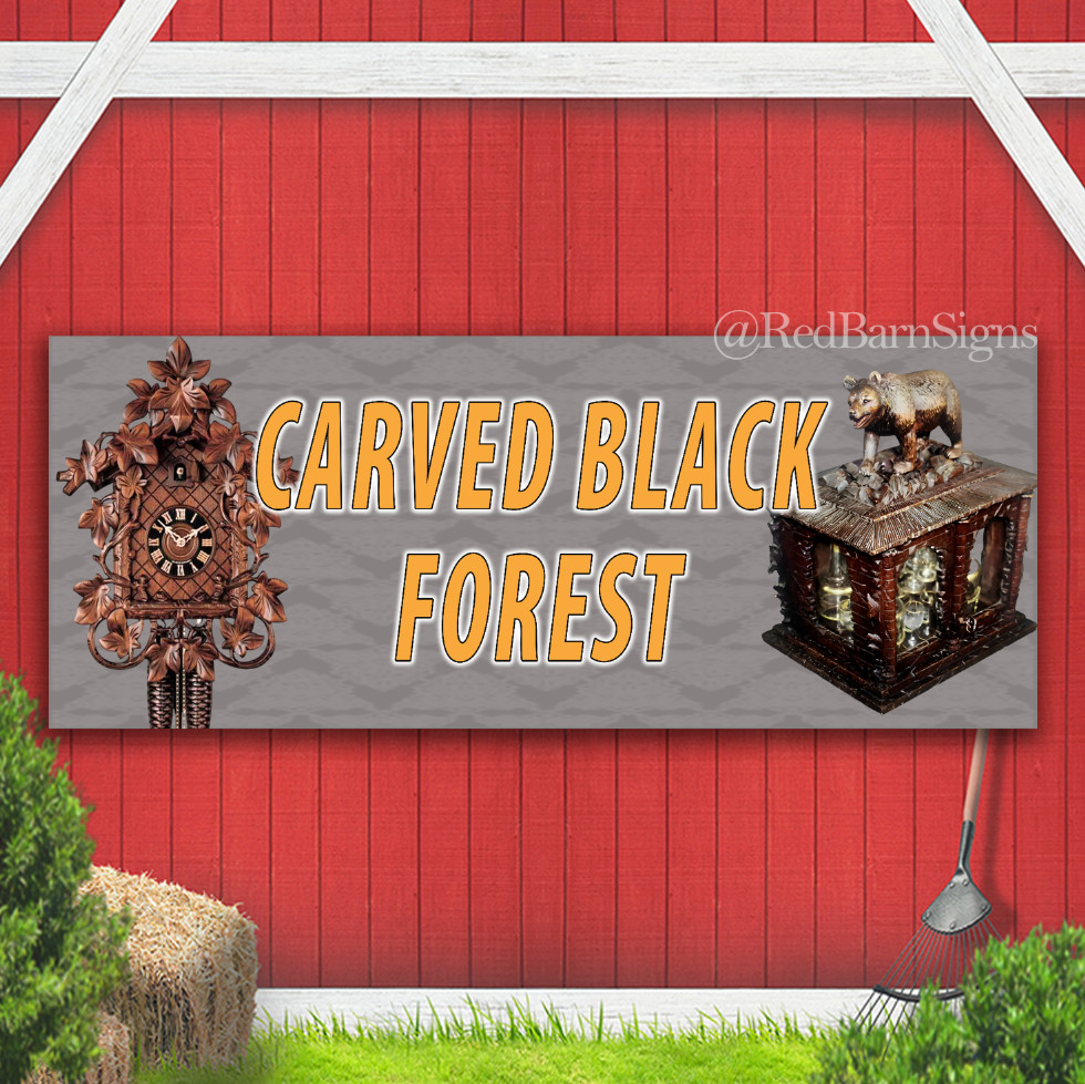 Carved Black Forest Indoor Outdoor Vinyl Banner Sign