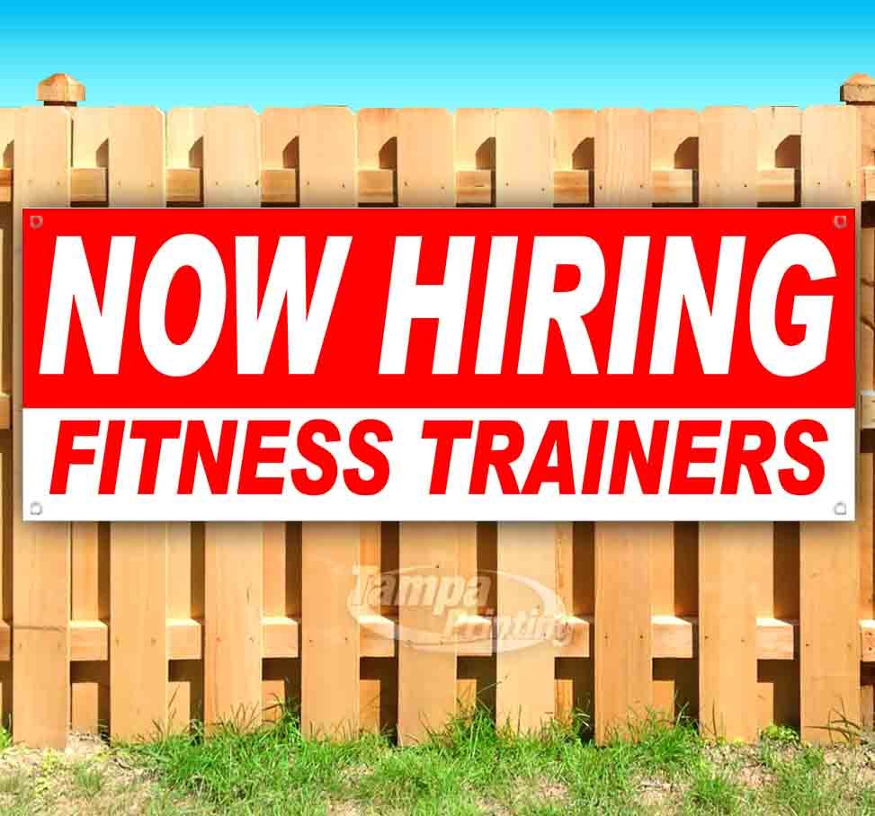 NOW HIRING FITNESS TRAINERS Advertising Vinyl Banner Flag Sign USA SB07667