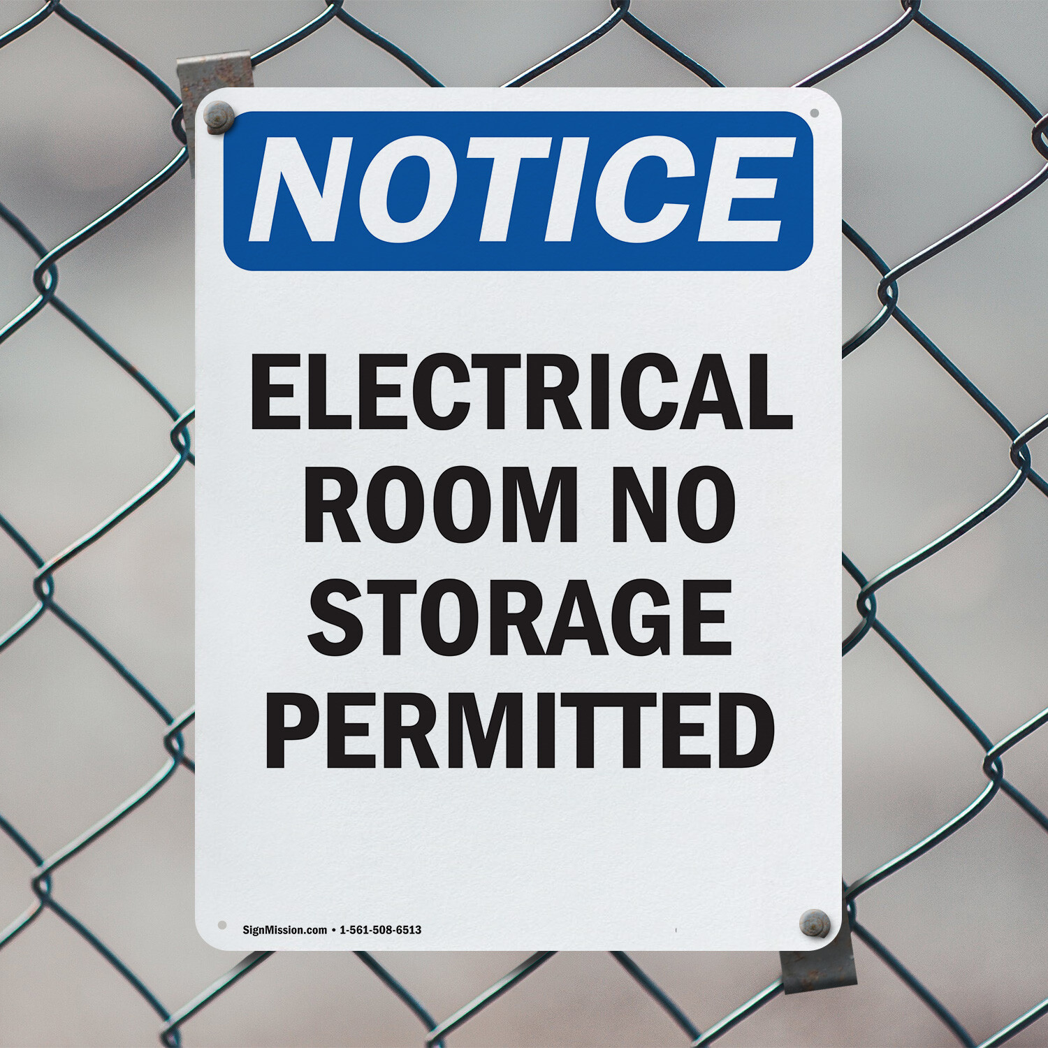 (2 Pack) Electrical Room No Storage OSHA Notice Sign Decal Metal Plastic