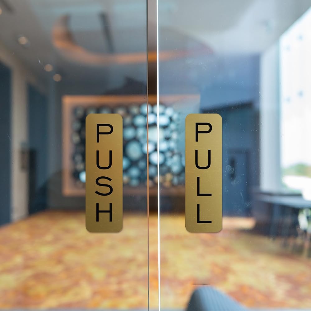 Basic Vertical Push Pull Door Sign White – Small