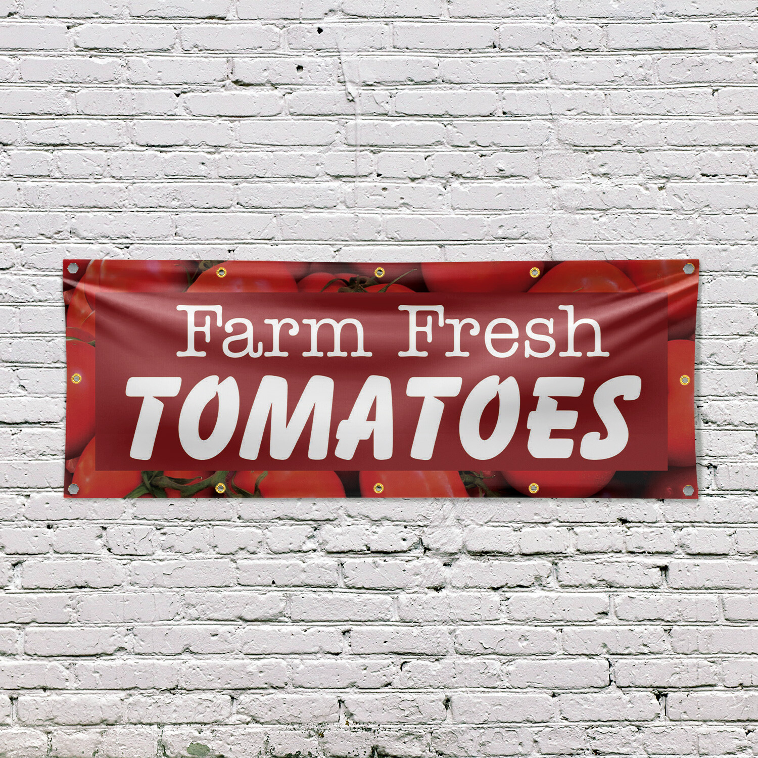 Farm Fresh Tomatoes Vinyl Banner Sign with Metal Grommets Heavy-Duty