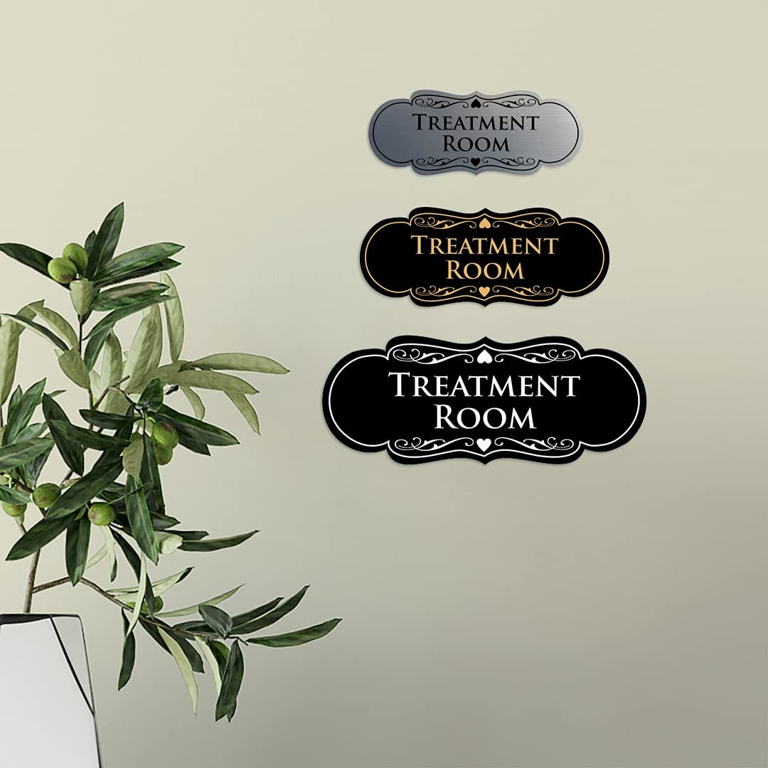 Designer Treatment Room Sign (Black/Gold) – Small 1 Pack