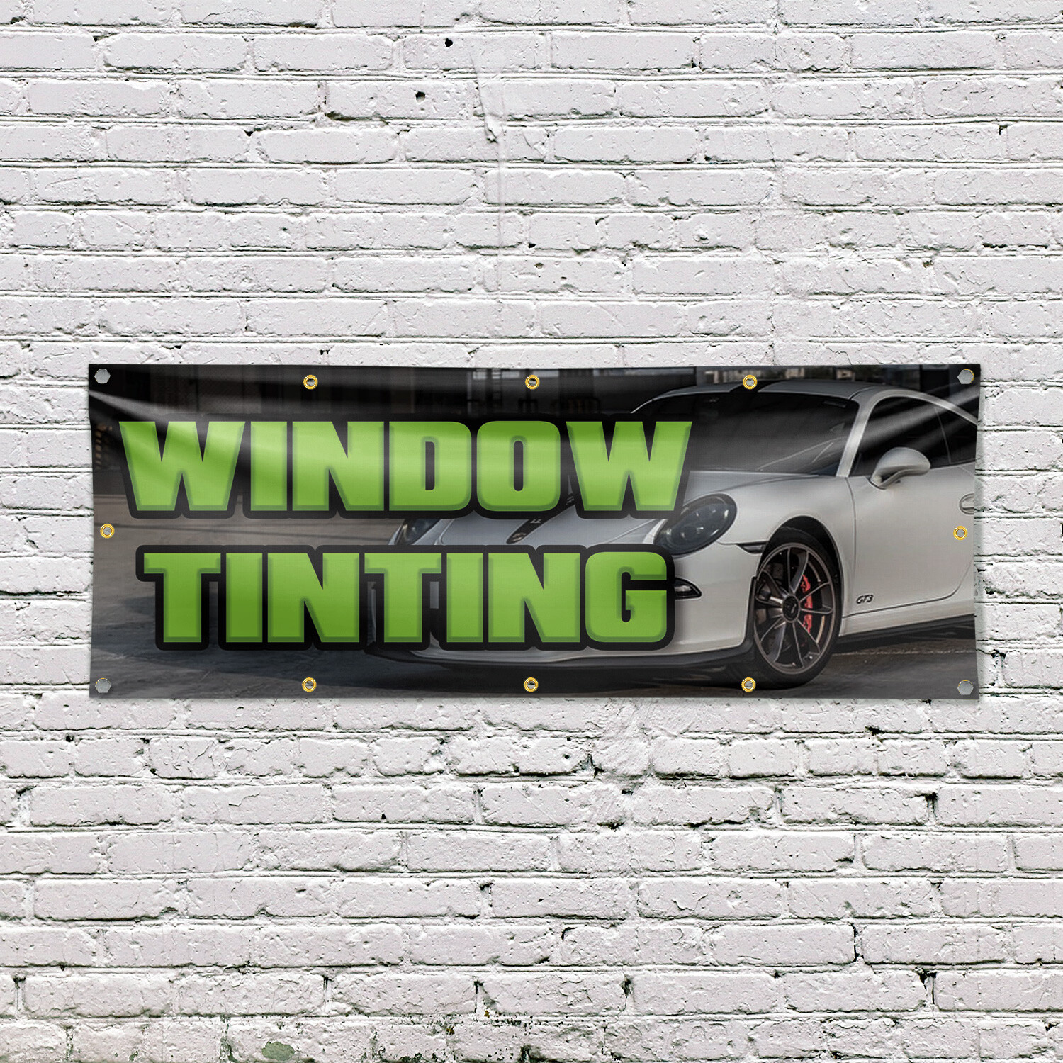 Window Tinting Vinyl Banner Sign with Metal Grommets Heavy-Duty Single-Sided