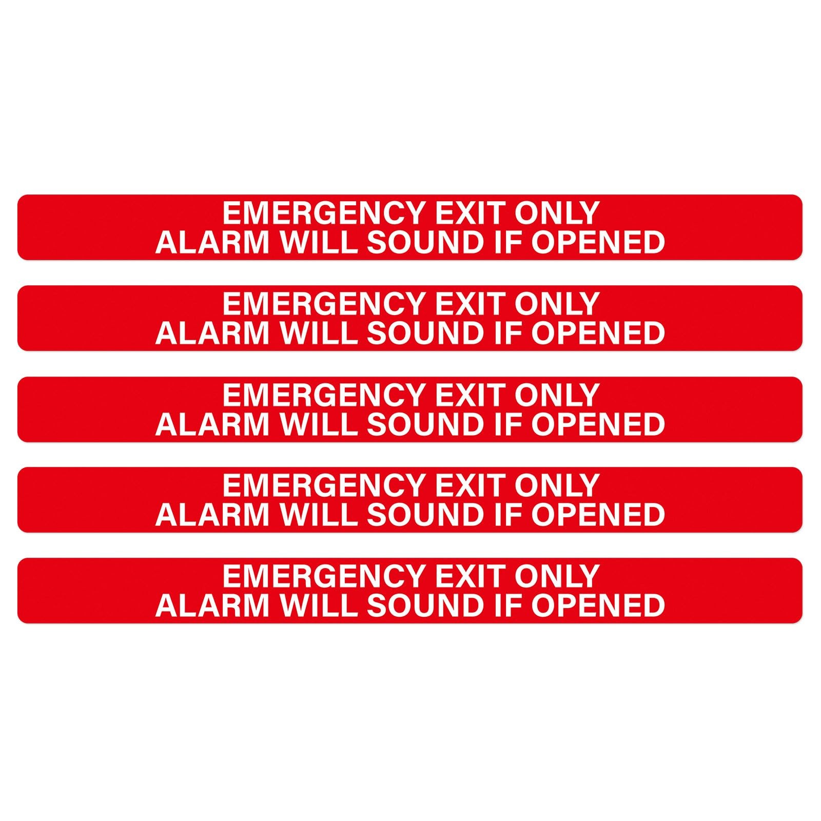 5 Pack Emergency Exit Only Alarm Will Sound If Opened Sticker 24 × 2 Inches W…