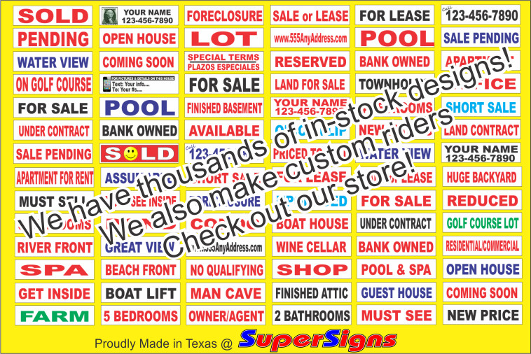 White on Red ALL STAINLESS 6″x24″ REAL ESTATE RIDER SIGNS Buy 1 Get 1 FREE