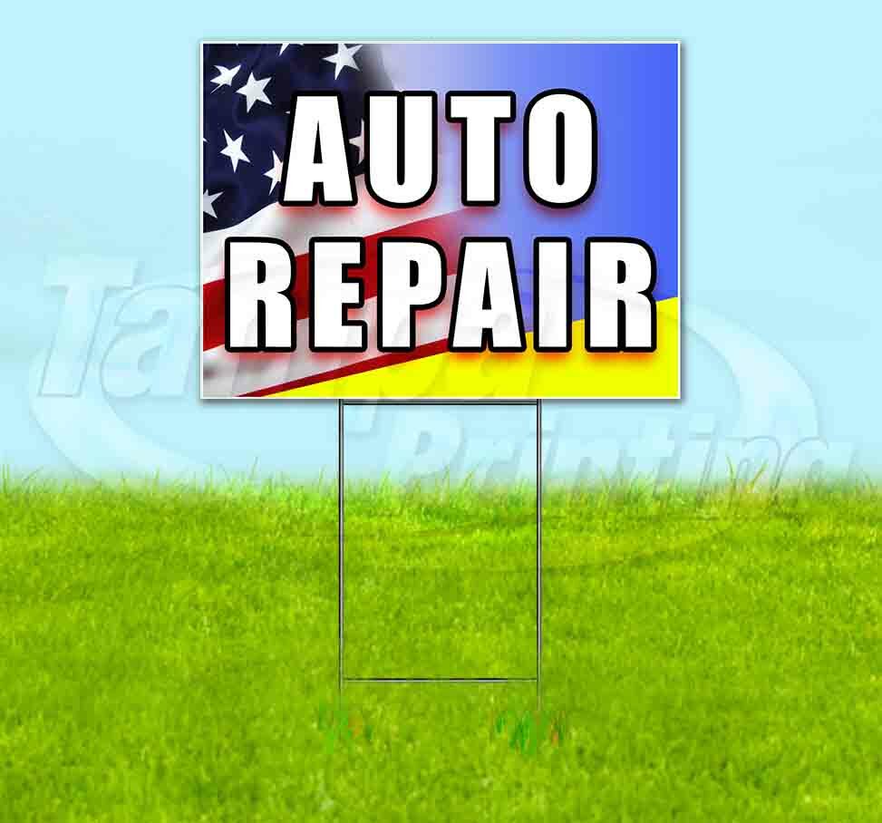 AUTO REPAIR Yard Sign Corrugated Plastic Bandit Lawn Decoration USA