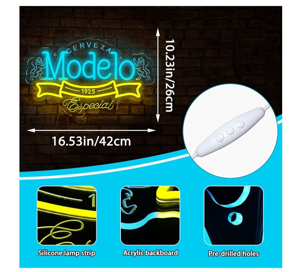 Beer Neon Sign for Wall Decor Dimmable Neon Light Up Sign Man Cave 16.53″x10.23″