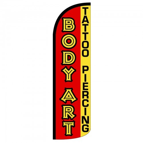 Body Art Tattoo Piercing Swooper Flag Only Windless 3′ Wide Sign Banner