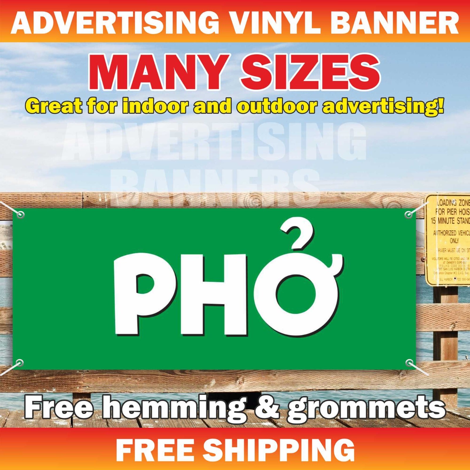 PHO Advertising Banner Vinyl Mesh Sign RESTAURANT SOUP NOODLES Shabu Sushi Bar