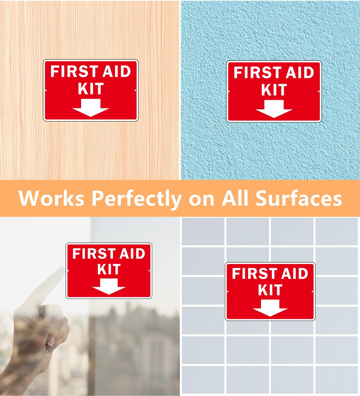 First Aid Sign, (2 Pack) Self Adhesive First Aid Kit Sign for Wall, Aluminum …