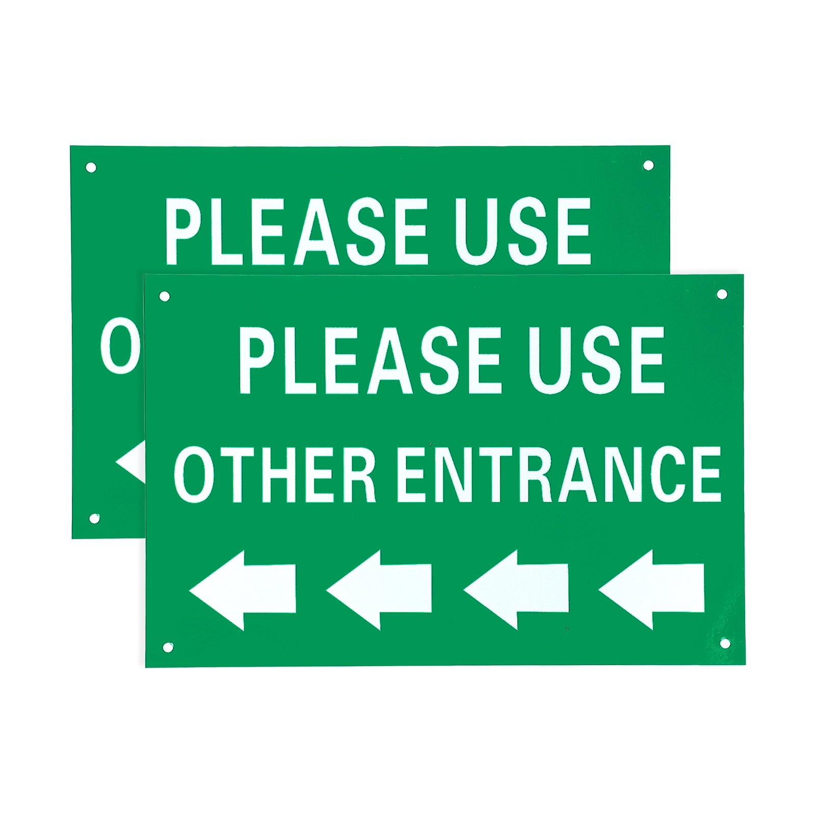 2 Pcs Please Use Other Entrance Sign, Left Arrow, Dark Green on Light Beige