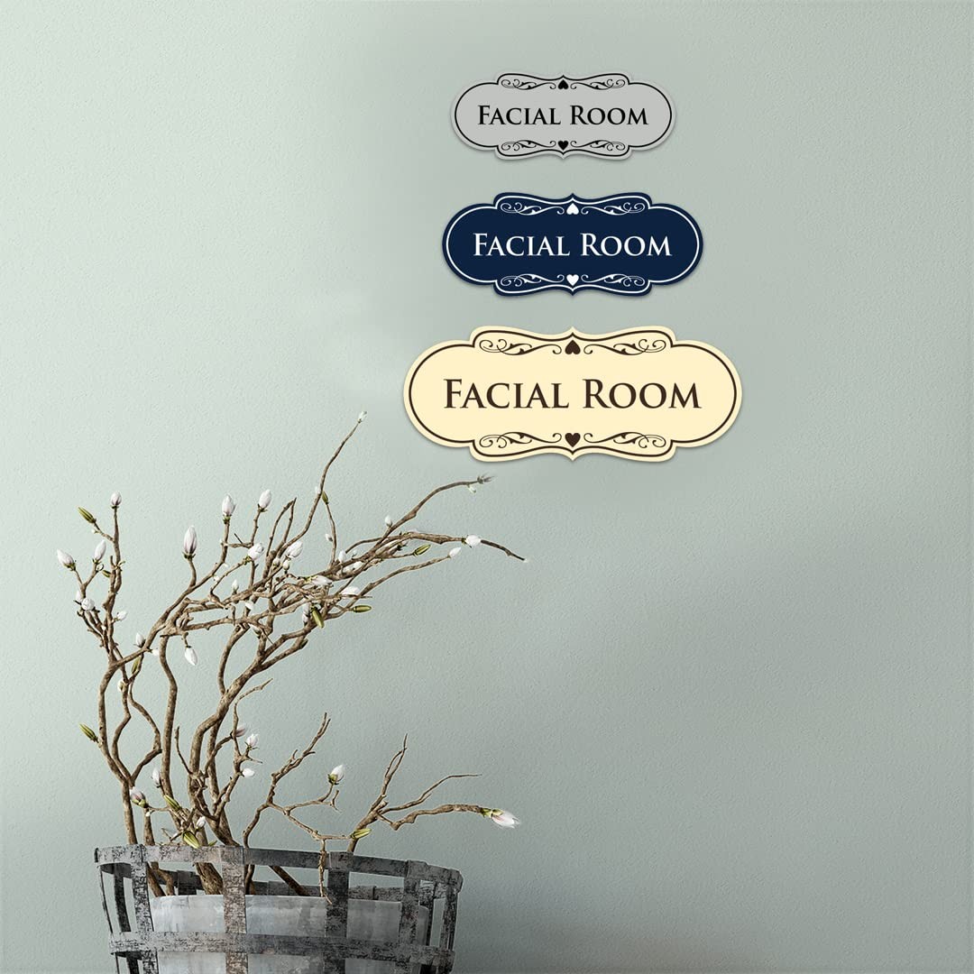 Designer Facial Room Sign Beauty Salon Signage Black Gold Large 1 Pack Set