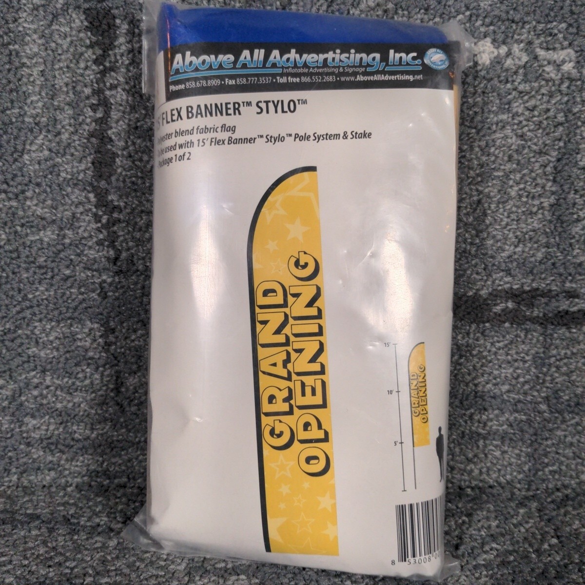 Grand Opening 15′ Flex Banner Stylo Feather Flutter Flag Yellow Star New