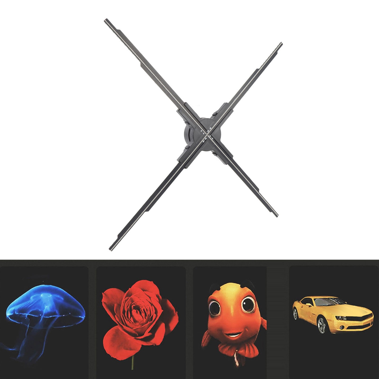 65CM 3D Hologram Fan Projector WiFi APP Control 2500×640 Resolution 640 LED OQMD