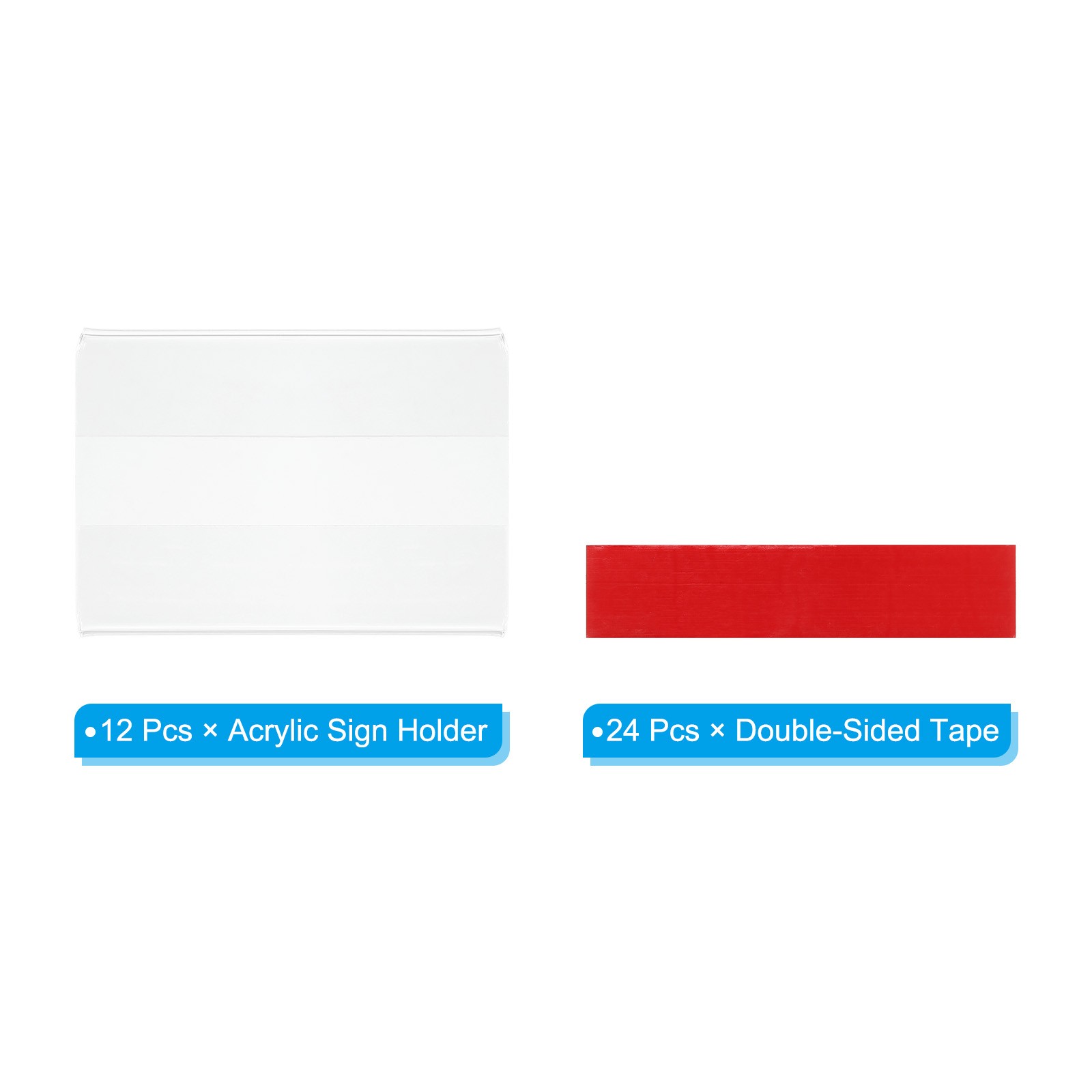12Pcs 1.5×2.5″ Wall Mount Acrylic Sign Holder with Tape for Office, Clear