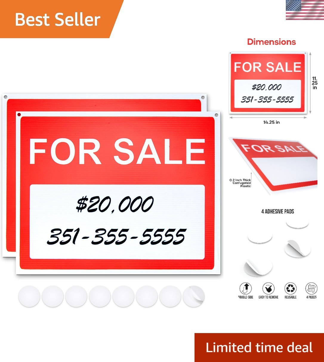 2 Pack Car For Sale Signs Large Weatherproof Vehicle Window Signs