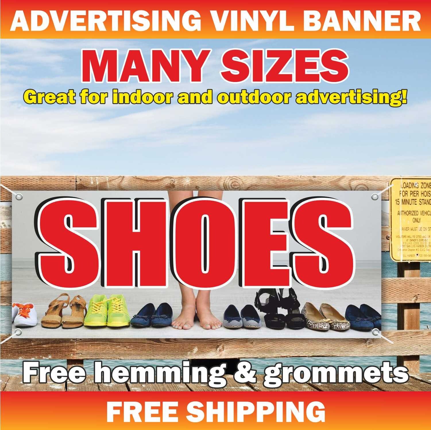 SHOE Advertising Banner Vinyl Sign Service Shoemaker Heels Boots Repair Sale