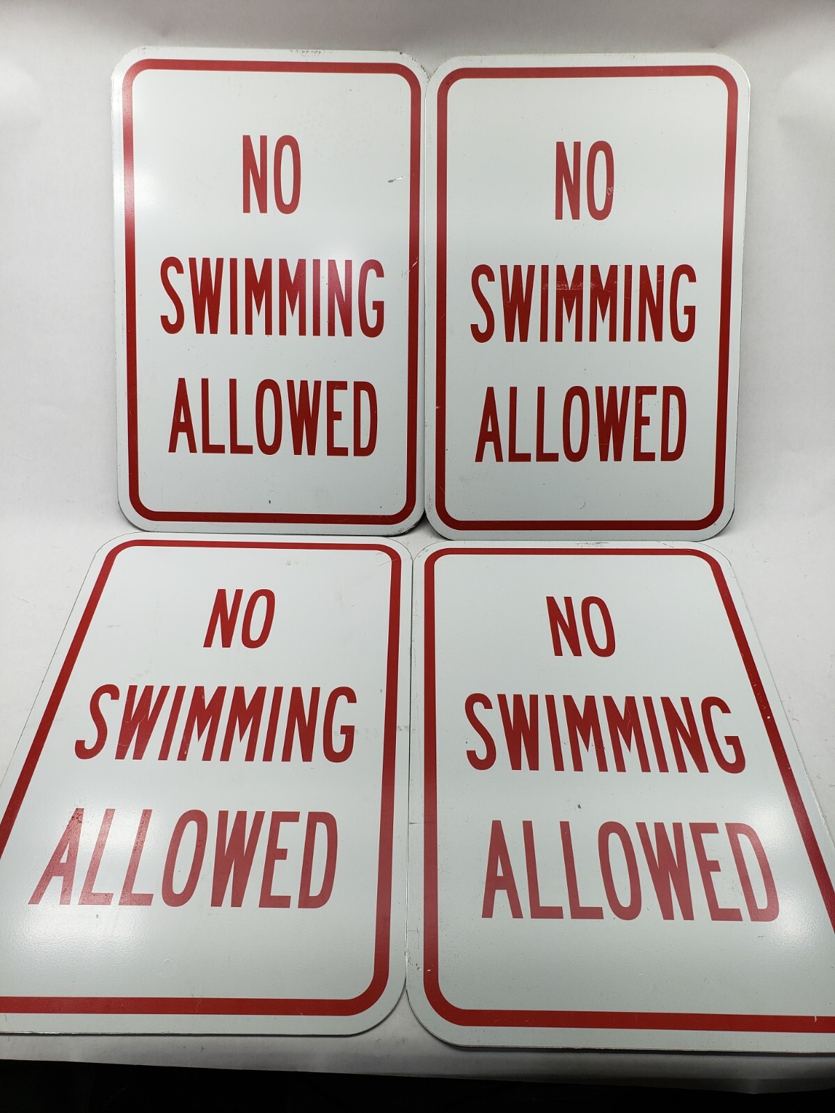 LOT OF 4 No Swimming Allowed Sign 12″ X 18″ Heavy Gauge Aluminum Signs
