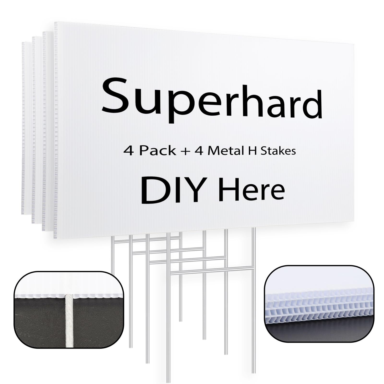 4 Pack 17×12 Inch Large Yard Lawn Signs with Stakes for Garage Sale Yard Sale