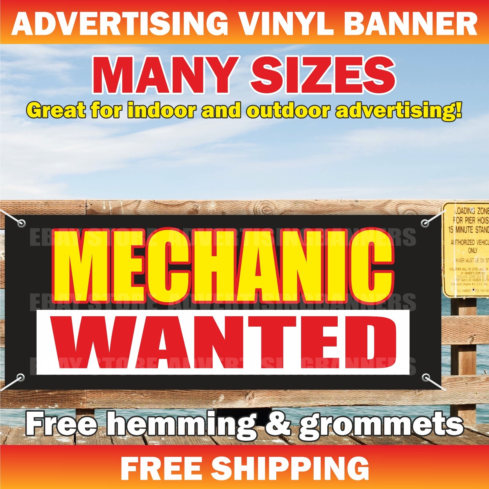 MECHANIC WANTED Advertising Banner Vinyl Sign Repair Service Hiring Now Jop