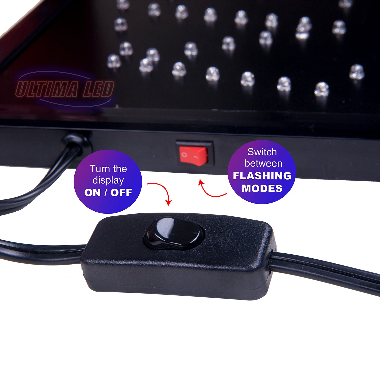 LED Neon Open Sign Vertical Flashing Mode Business Stores Includes Hours Closed