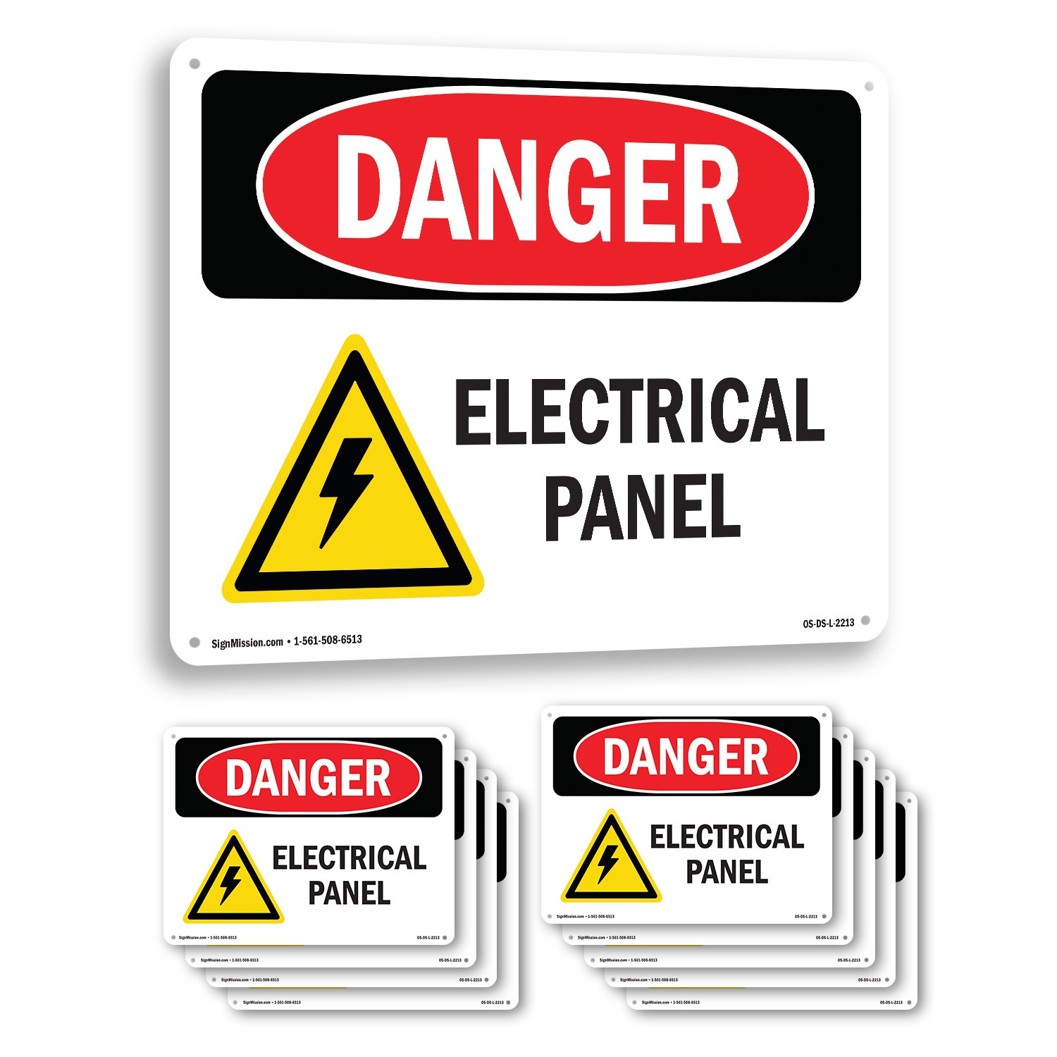 Electrical Panel OSHA Danger Sign Metal, Plastic, Or Decal – 5 or 10 Pack