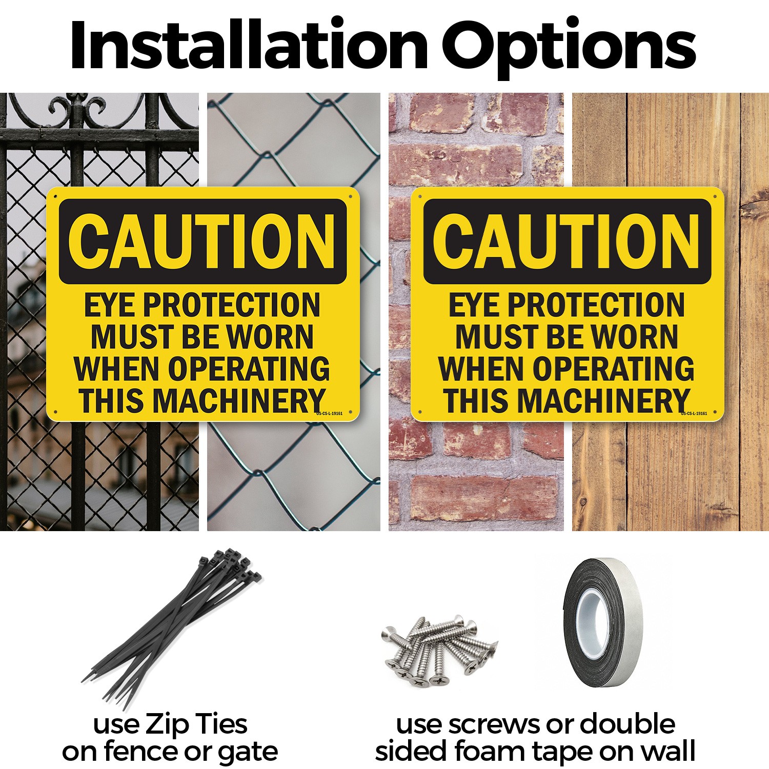 Eye Protection Must Be Worn When Operating This Machinery OSHA – 5 or 10 Pack