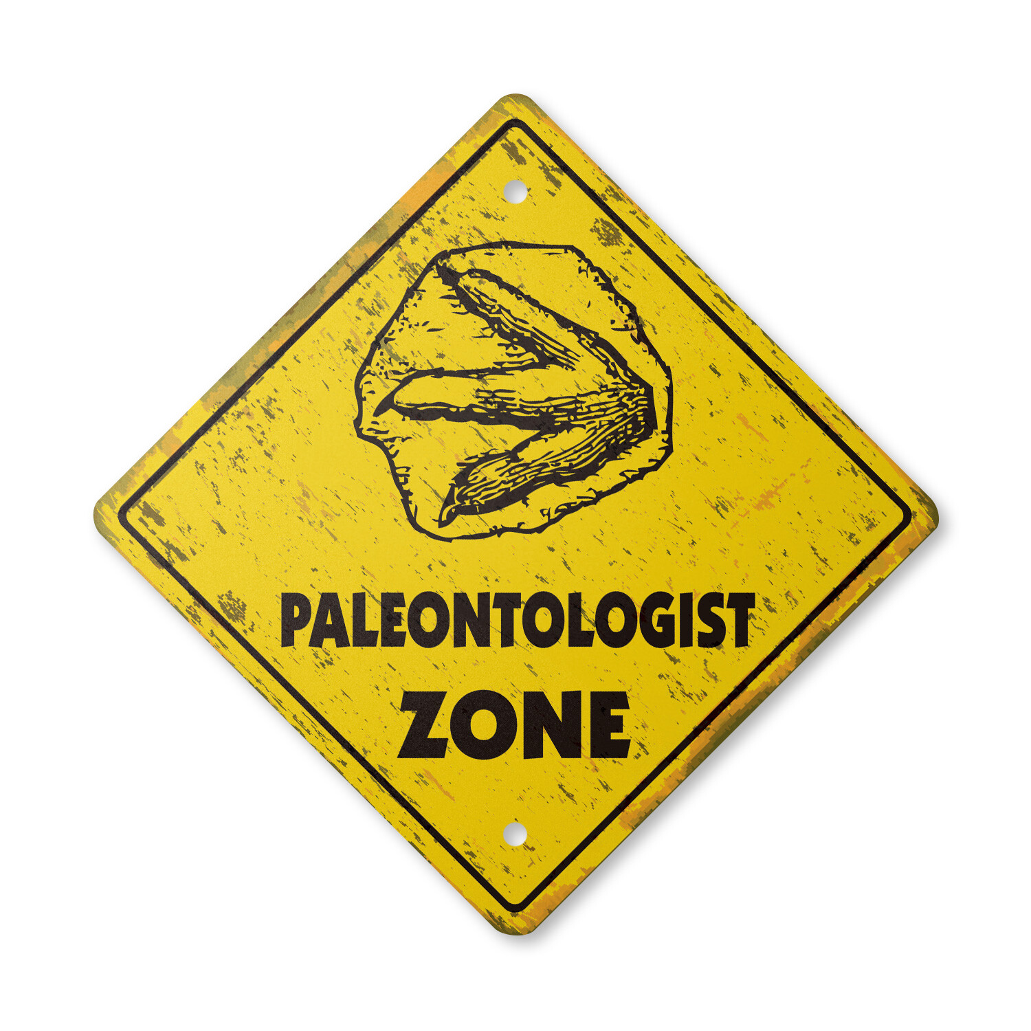 Paleontologist Vintage Crossing Sign Xing Plastic Rustic bones tools dig sifter
