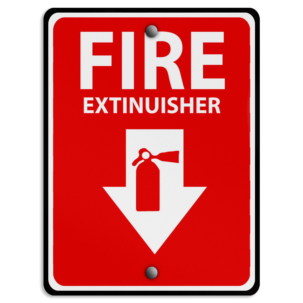 Vertical Metal Sign Fire Extinguisher Weatherproof Street