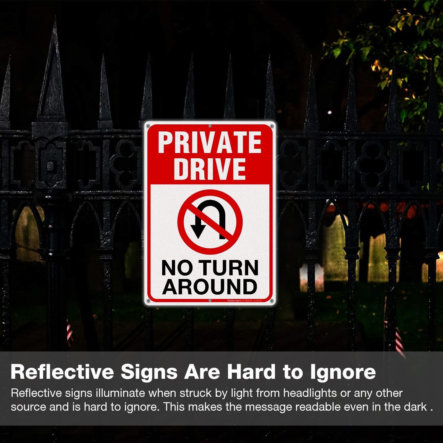 Private Drive Sign, No Turn Around Sign, Driveway Signs No Turnaround,14×10 I…