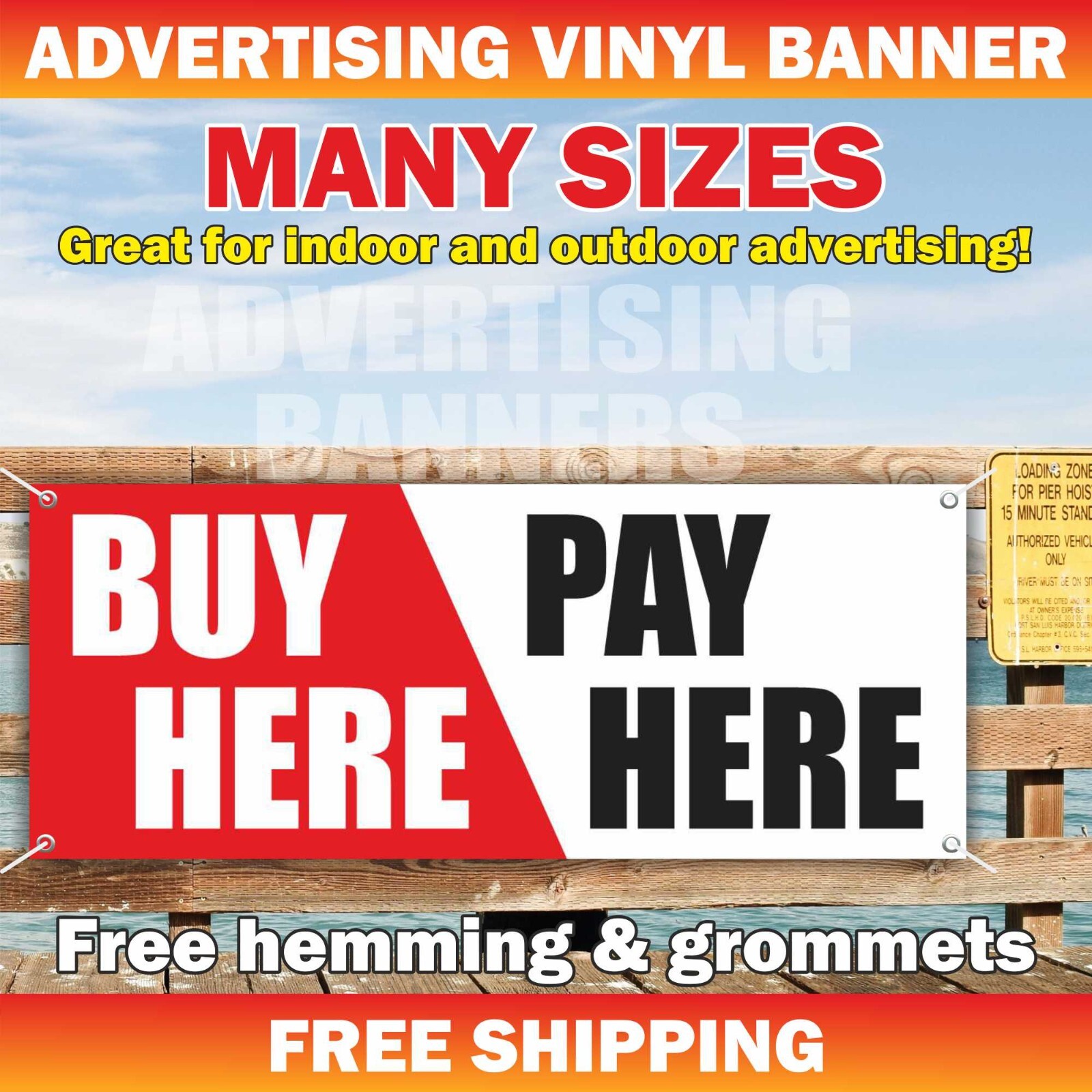 BUY HERE PAY HERE Advertising Banner Vinyl Mesh Sign Pawn FINANCING AVAILABLE