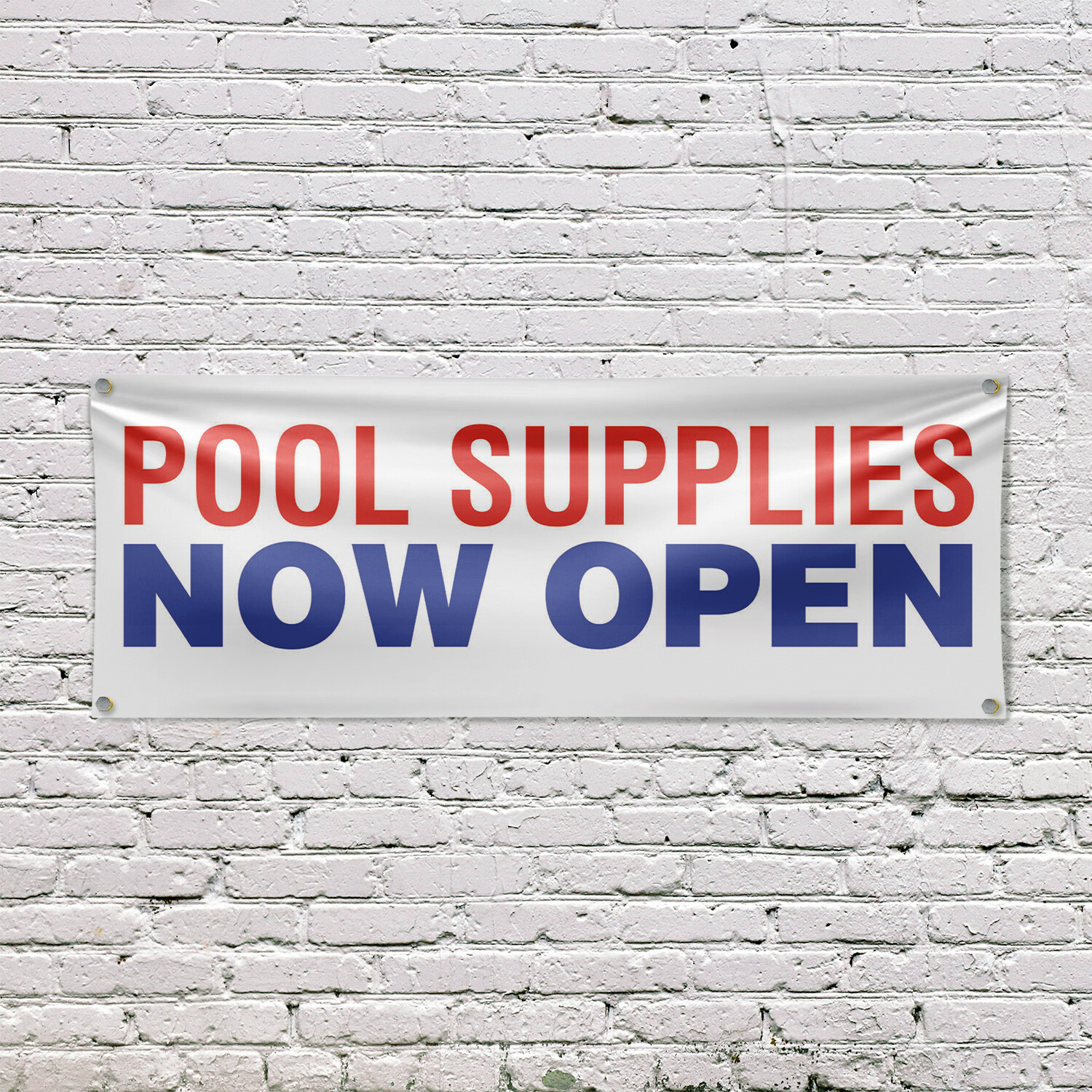 Pool Supplies Now Open Vinyl Banner Sign with Metal Grommets Heavy-Duty