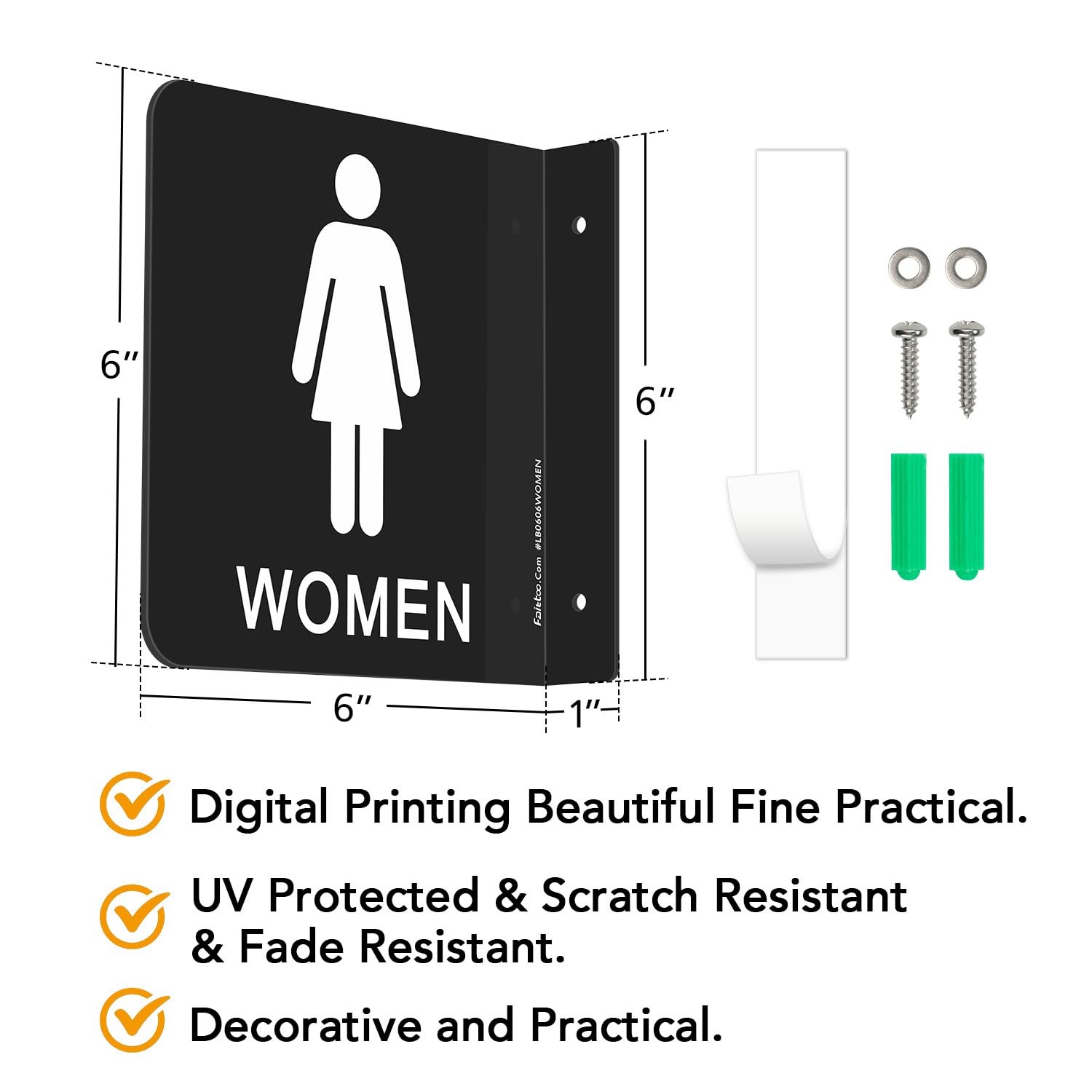 Restroom Sign, Bathroom Signs, (4 Pack) 6 x 6 Inches Acrylic Sign, for Office…