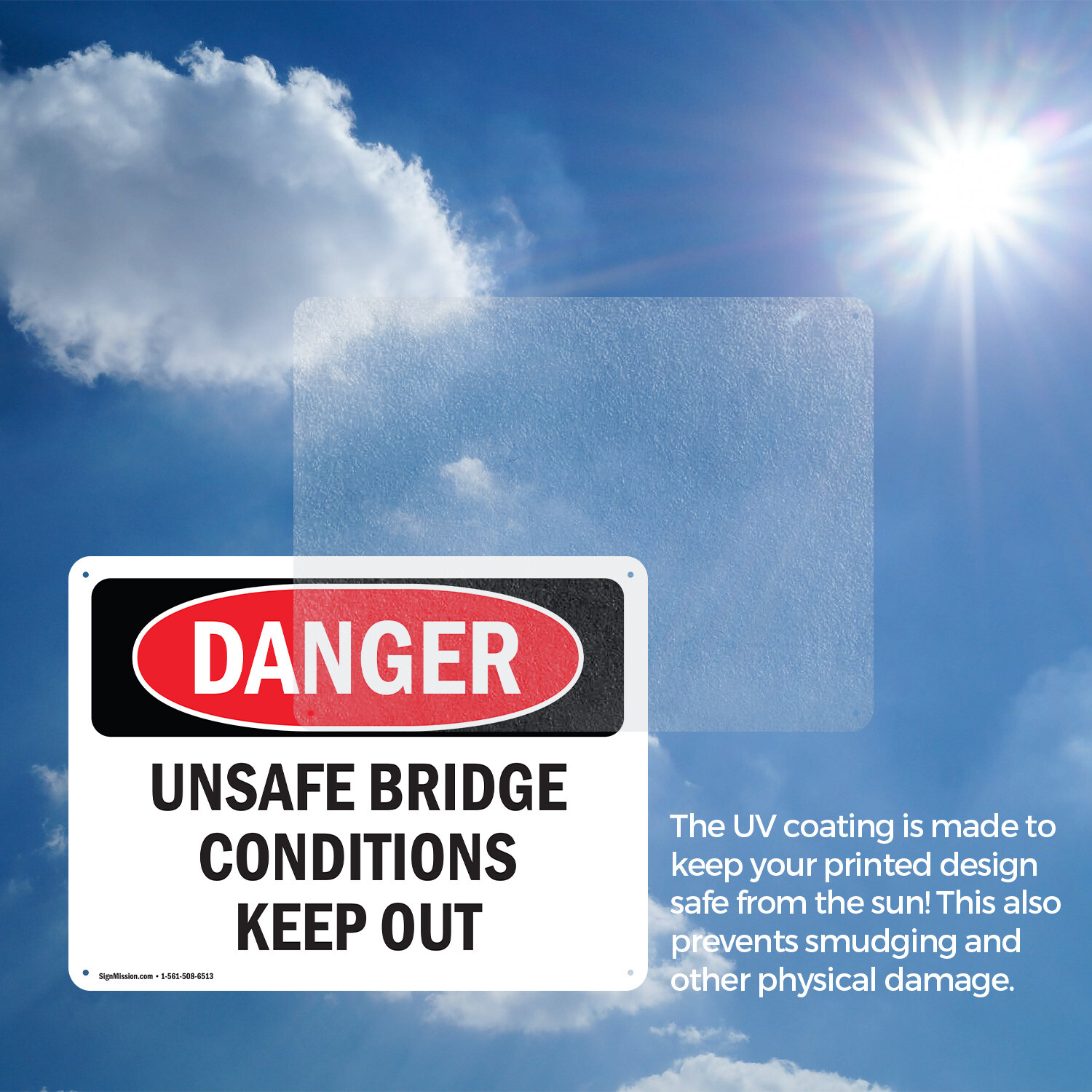 (2 Pack) Unsafe Bridge Conditions Keep Out OSHA Danger Sign Decal Metal Plastic