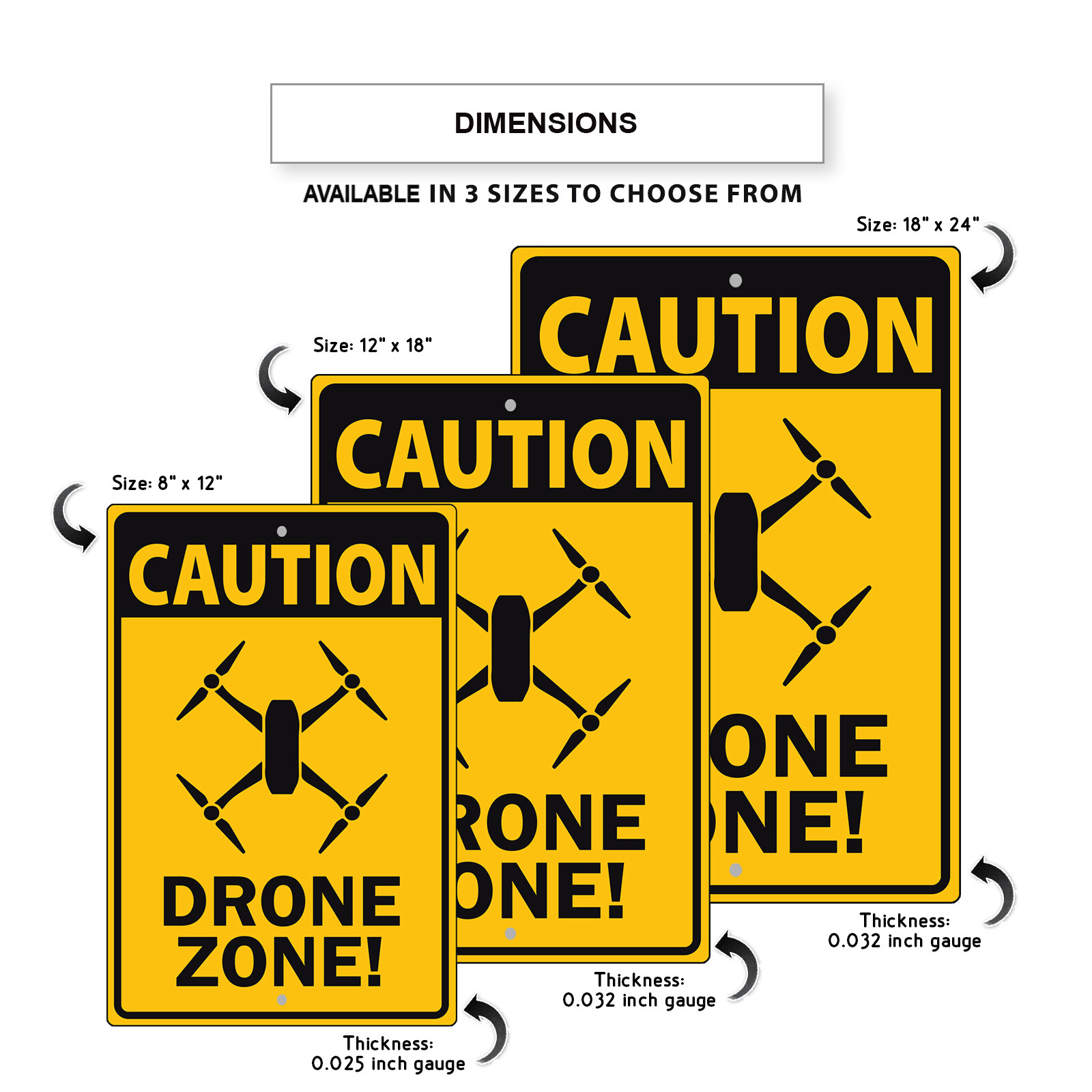 Caution Drone Zone Work Construction Notice Unique Novelty Aluminum Metal Sign