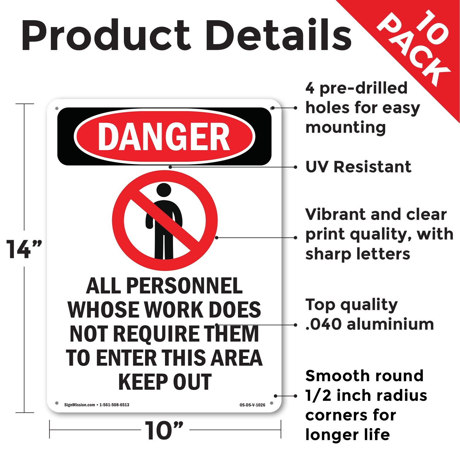 All Personnel Whose OSHA Danger Sign Metal, Plastic, Or Decal – 5 or 10 Pack