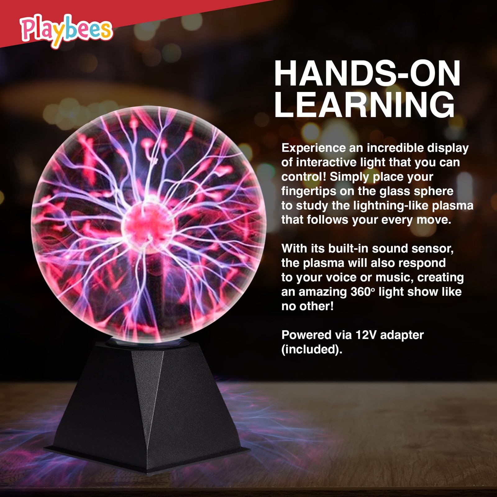 Playbees Red Plasma Ball – 7 Inch – Tesla Coil Bulb Static Electricity in