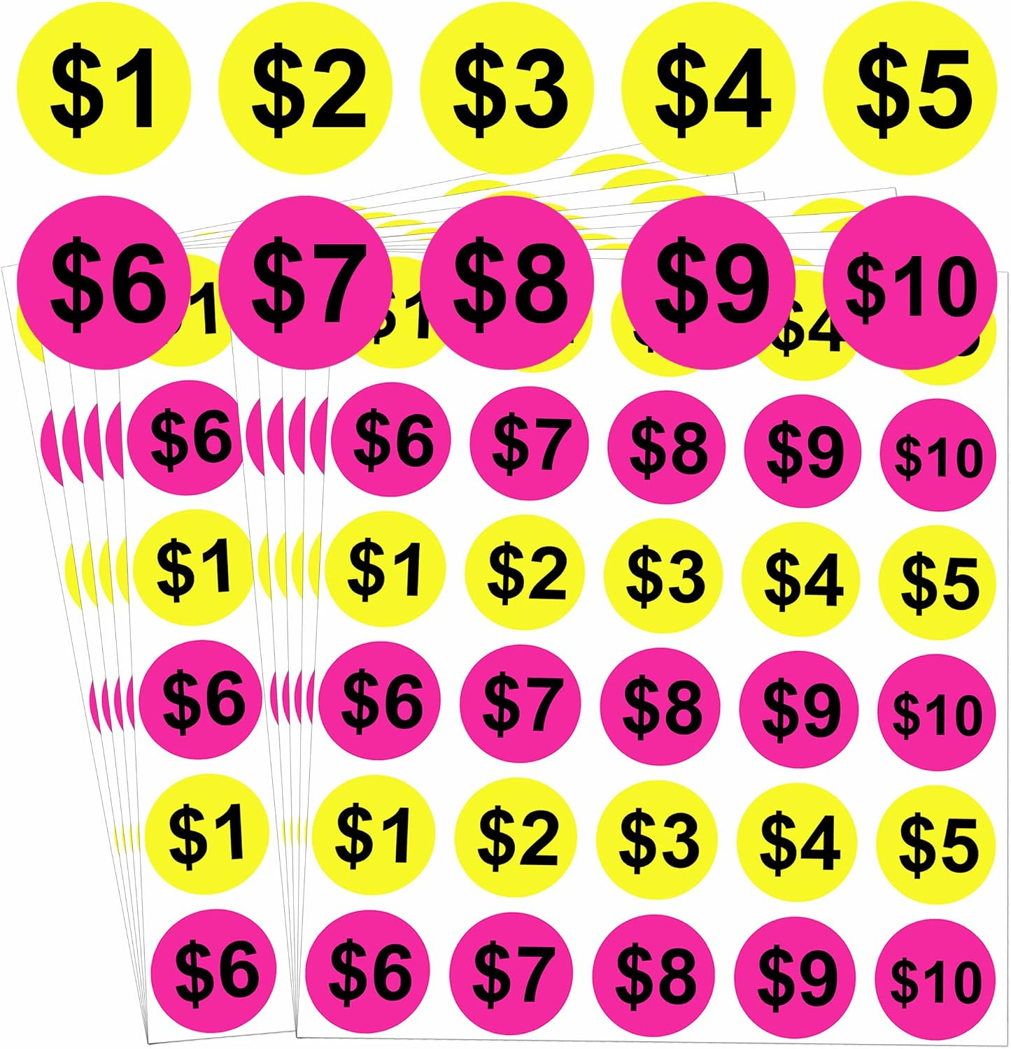 600 Pcs Yard Garage Sale Price Stickers 1 Inch Flea Market Pre-Printed Pricing S