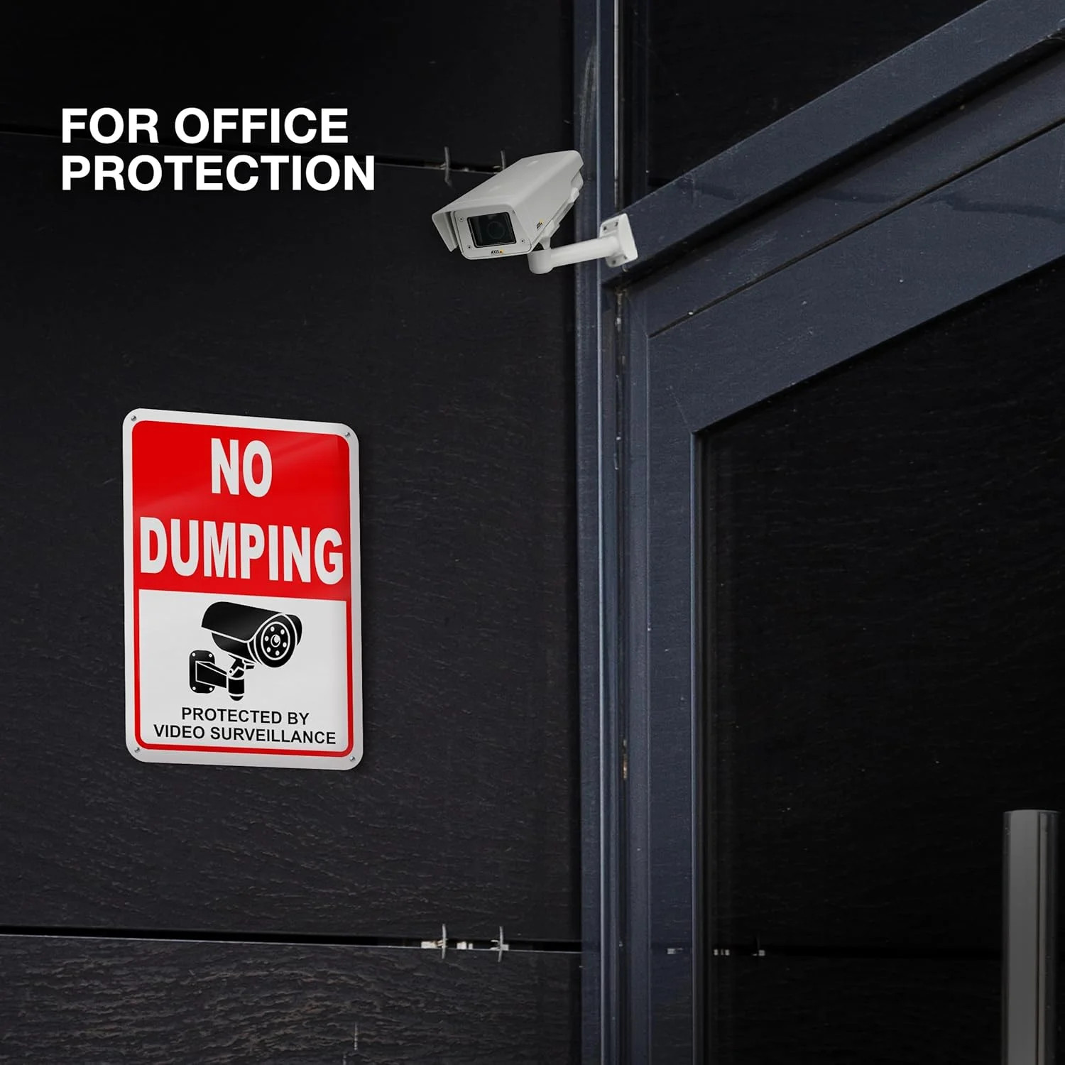 2 PC No Dumping Signs, Reflective 7 x 10 Aluminum No Littering Signs with Video