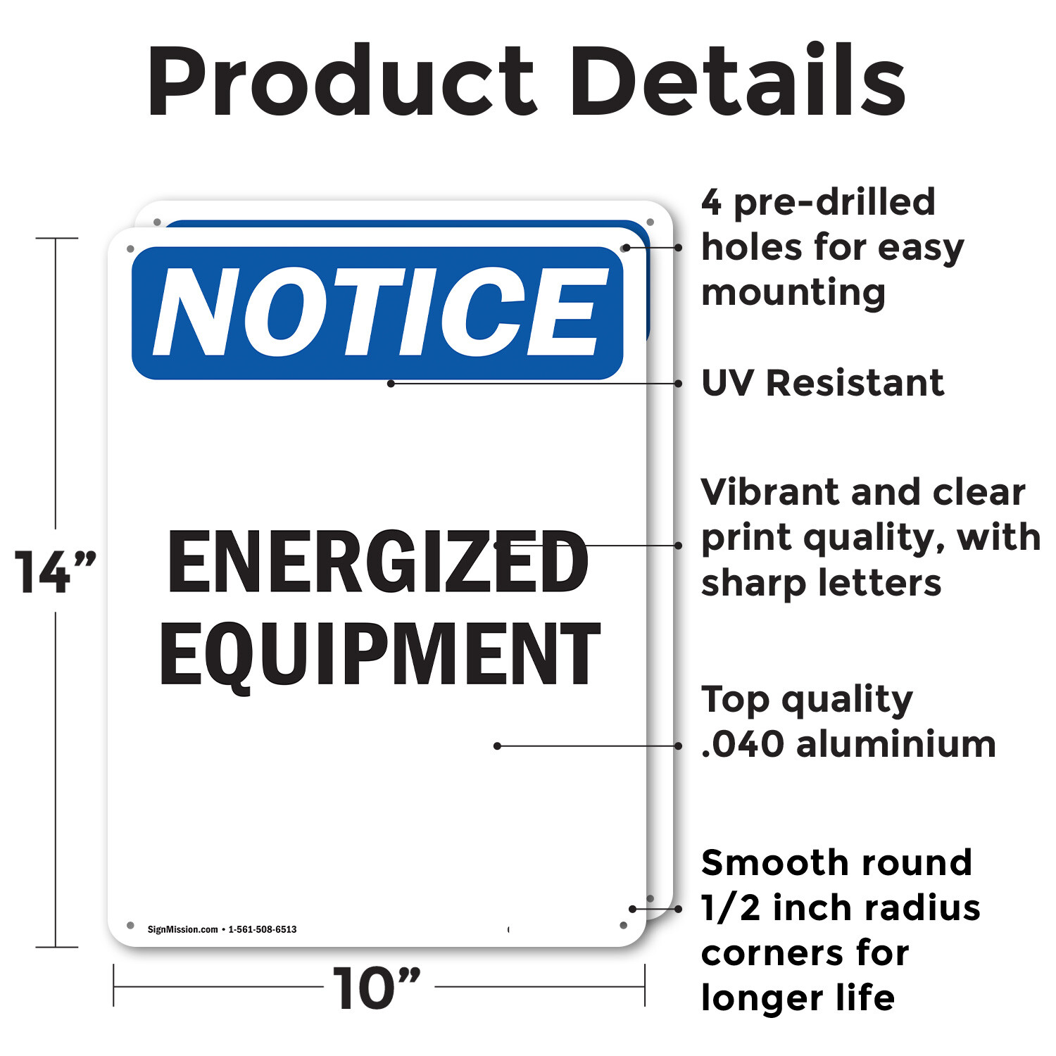 (2 Pack) Energized Equipment OSHA Notice Sign Decal Metal Plastic
