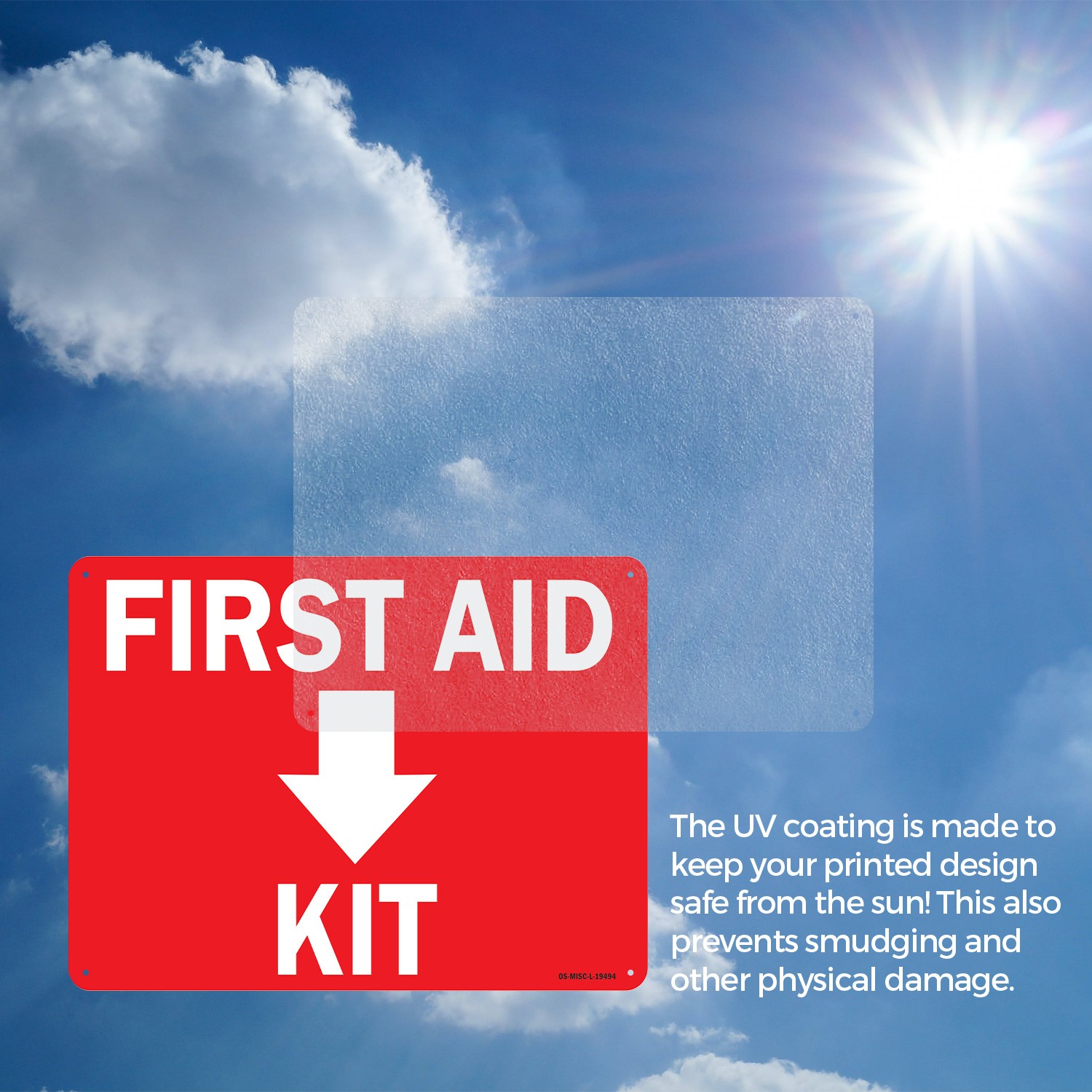 First Aid Kit with Down OSHA Sign Metal, Plastic, Or Decal – 5 or 10 Pack