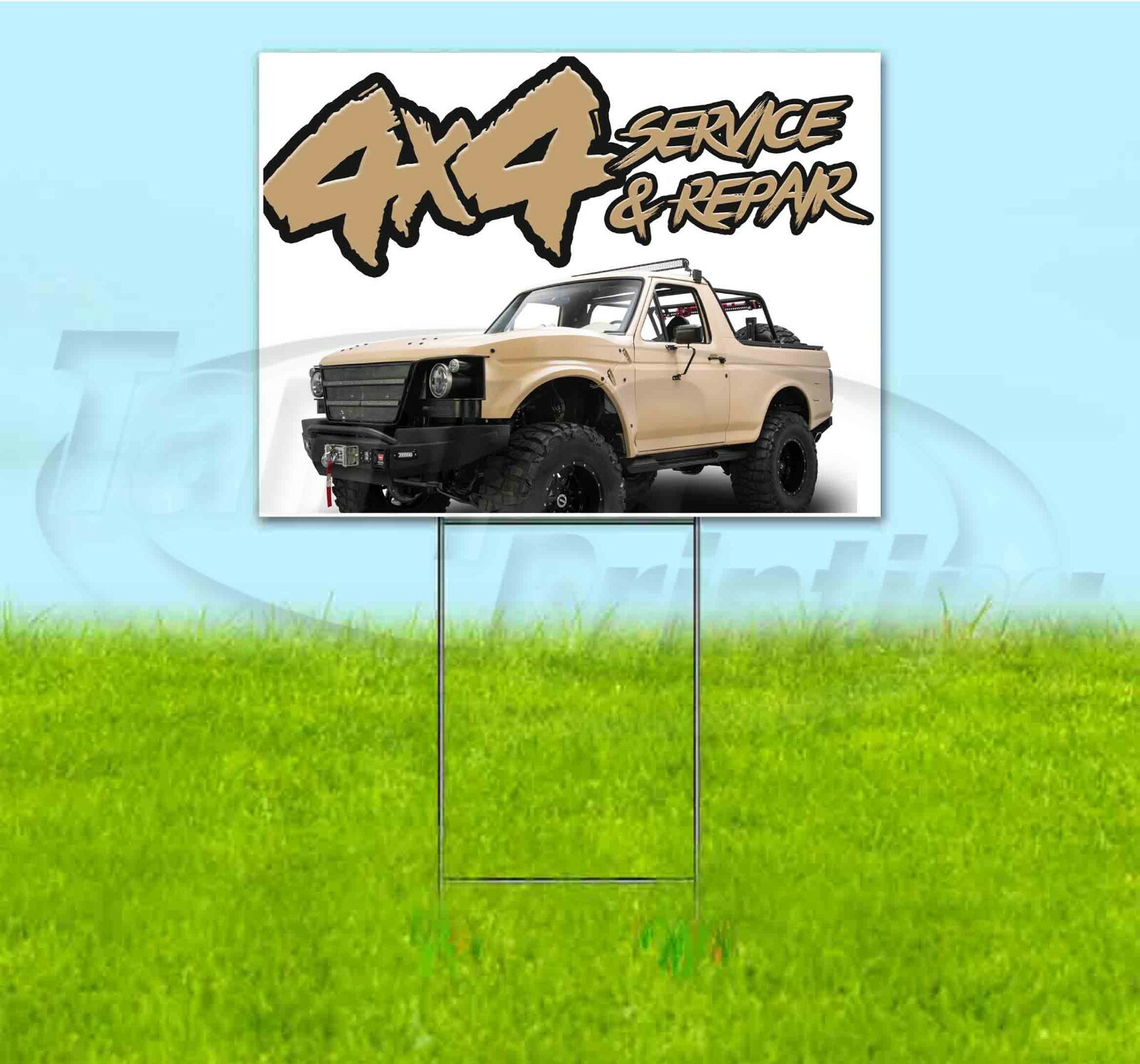 4X4 SERVICE AND REPAIR 18×24 Yard Sign WITH STAKE Corrugated Bandit USA BUSINESS