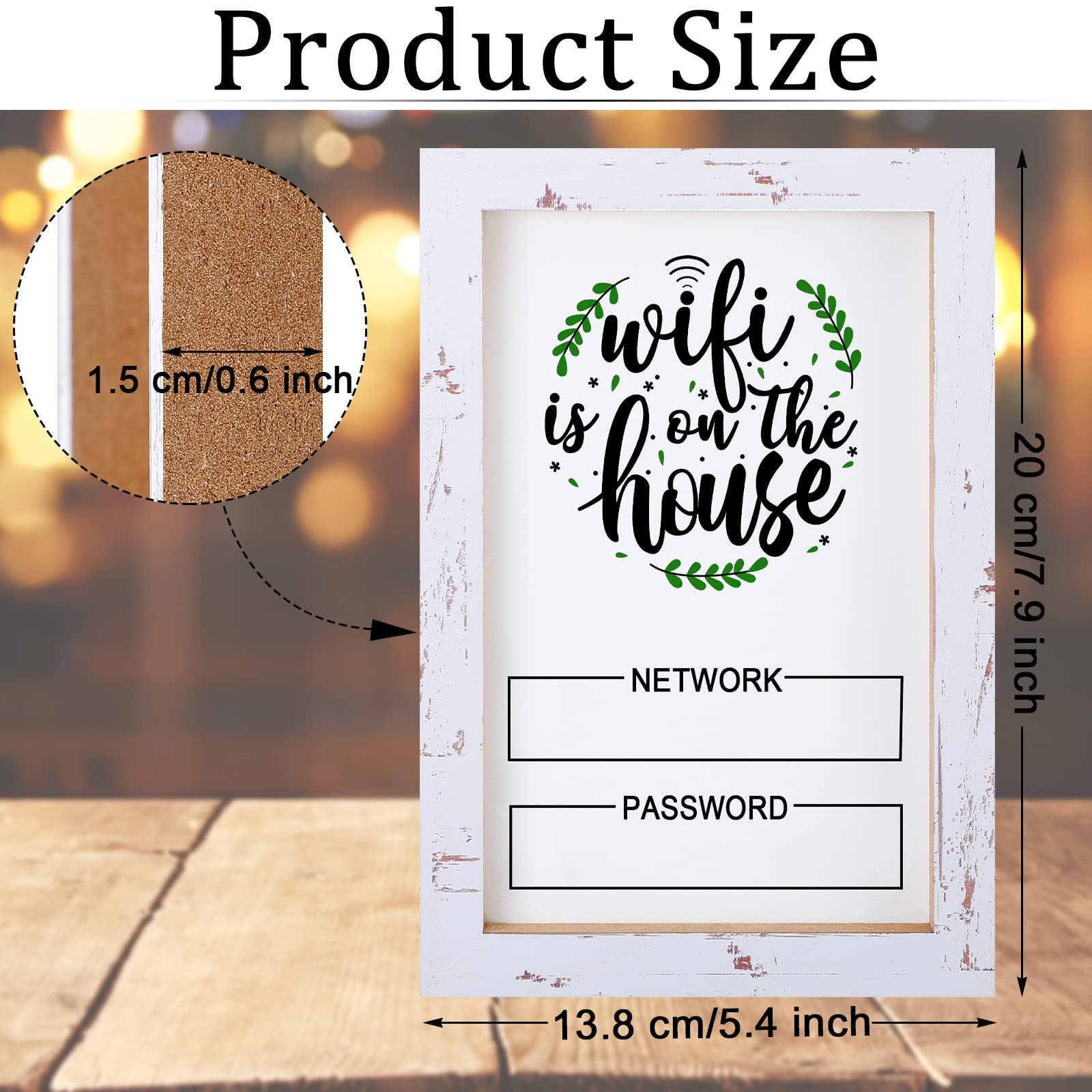 Wifi Password Sign For Home White Wifi Pattern Board Rustic Cute Worn Wood Frame