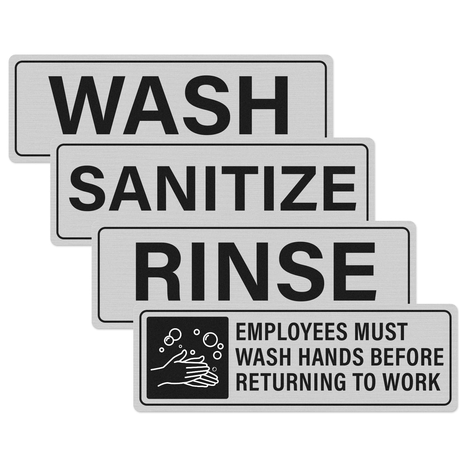 12 Pack Wash Rinse Sanitize Sink Sign Self-adhesive Waterproof Aluminum Metal…
