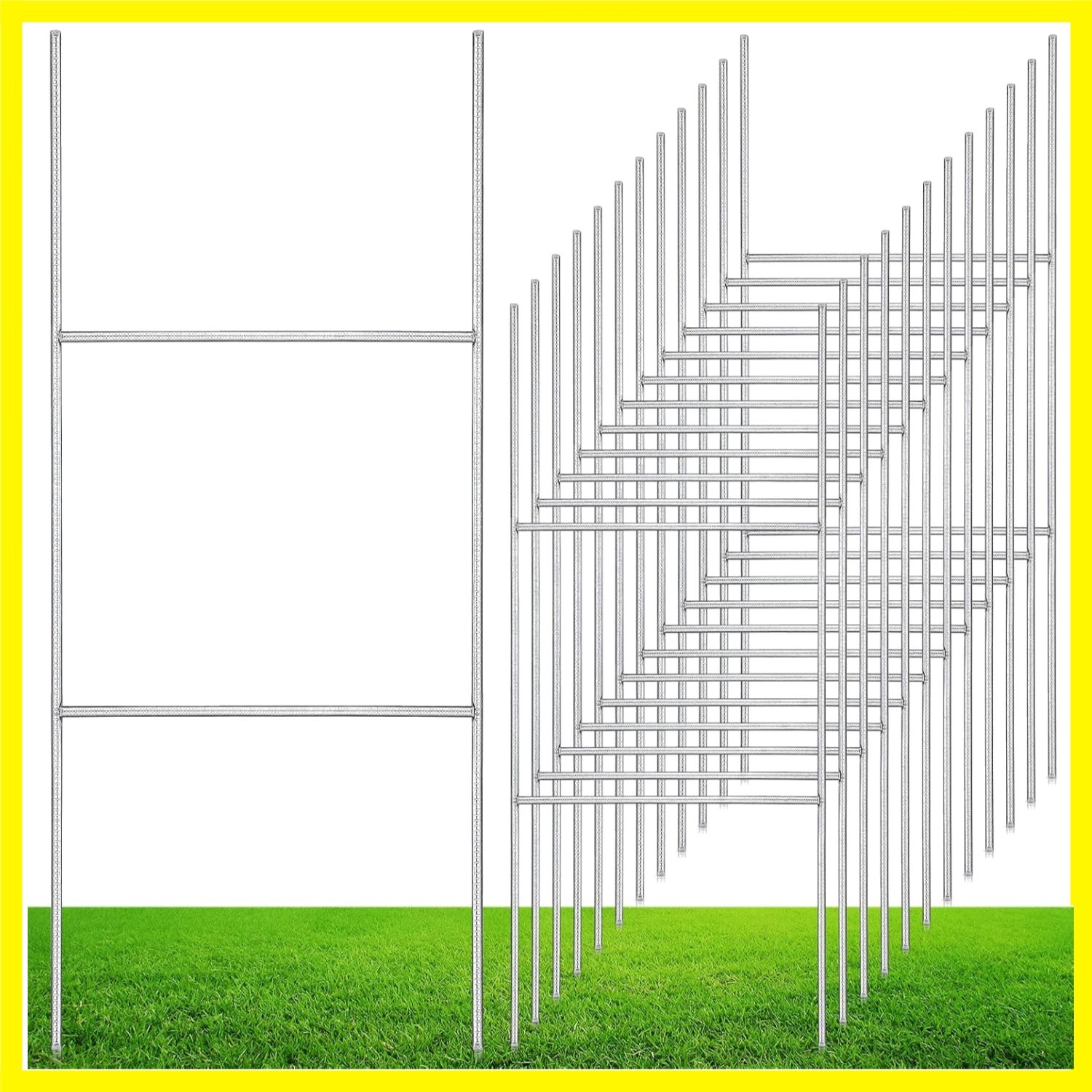 12 Pcs Yard Sign Stakes 16.5” x 7” H Frame Wire