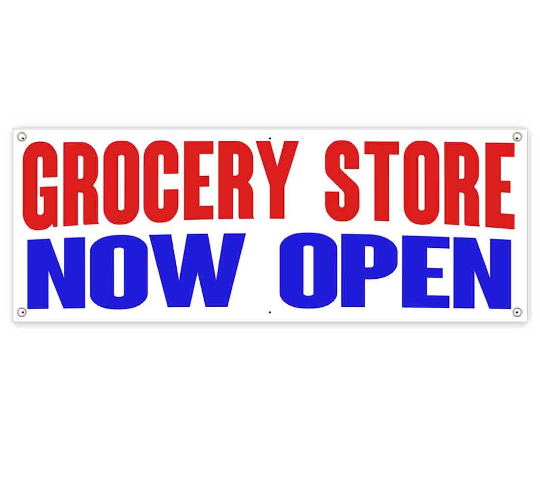 GROCERY STORE NOW OPEN CLEARANCE BANNER Advertising Vinyl Flag Sign INV
