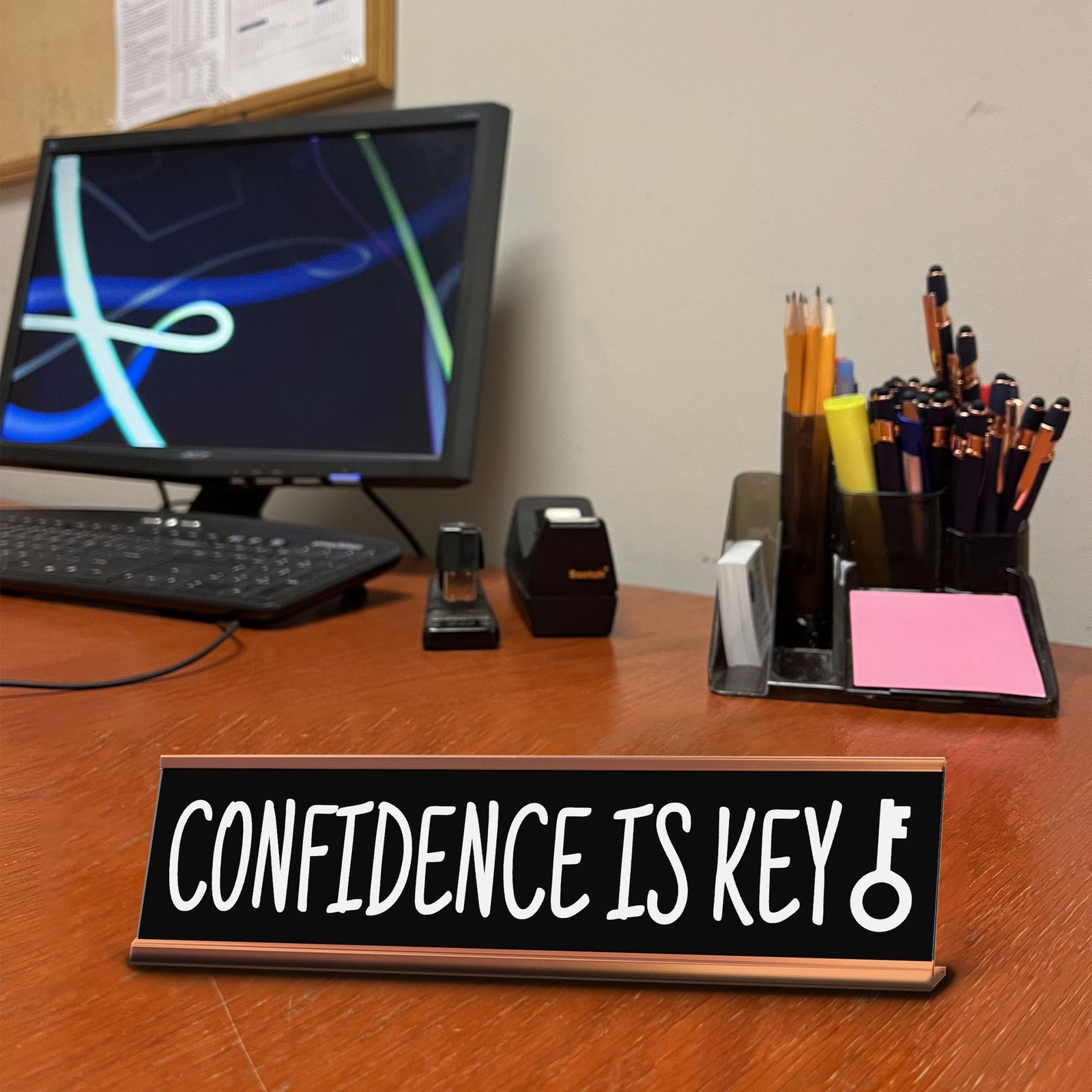 Confidence Is Key Desk Sign (2×10″) | Funny Office Decor