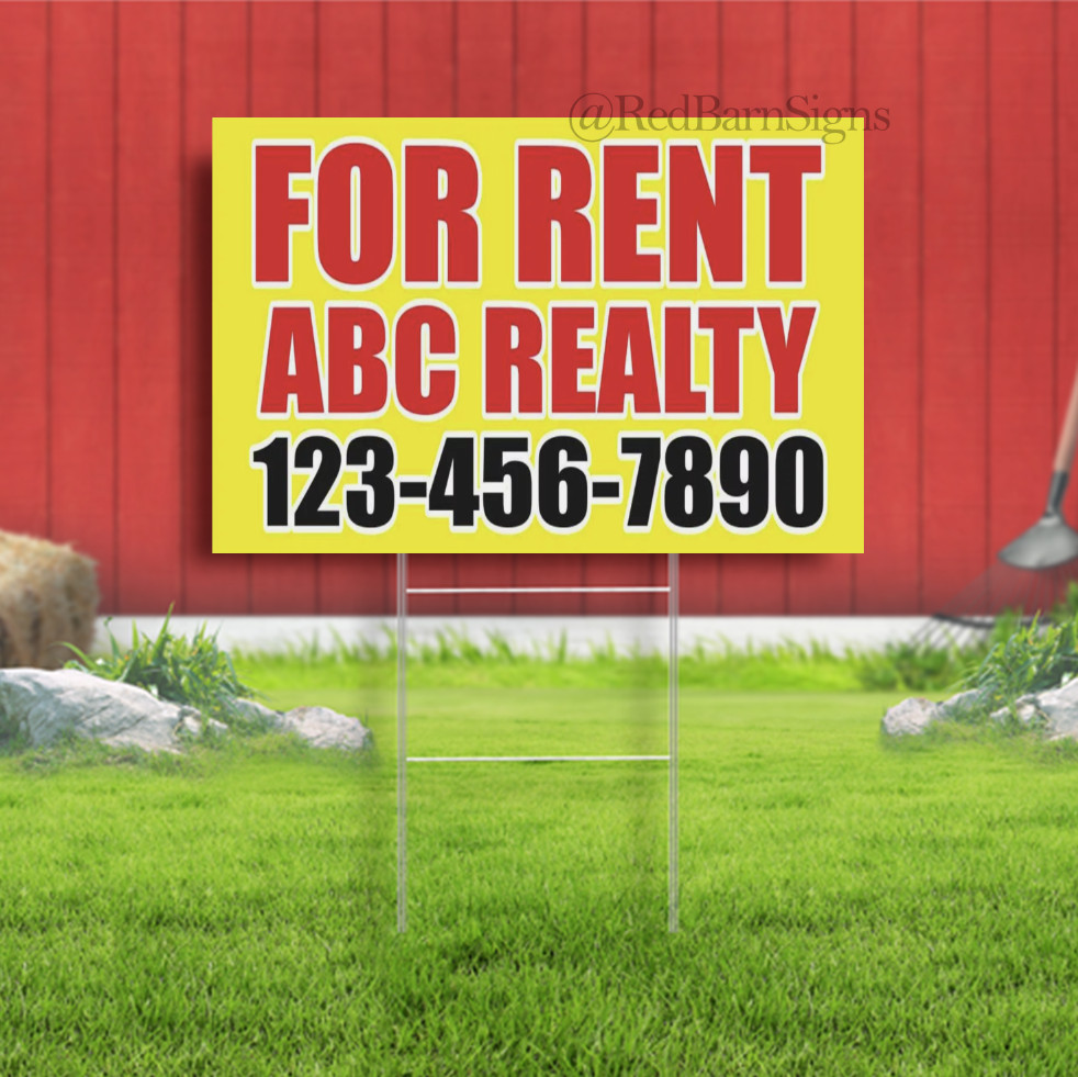 FOR RENT ABC REALTY Advertising Yard Vinyl Sign Rental Sale Lease Realtor